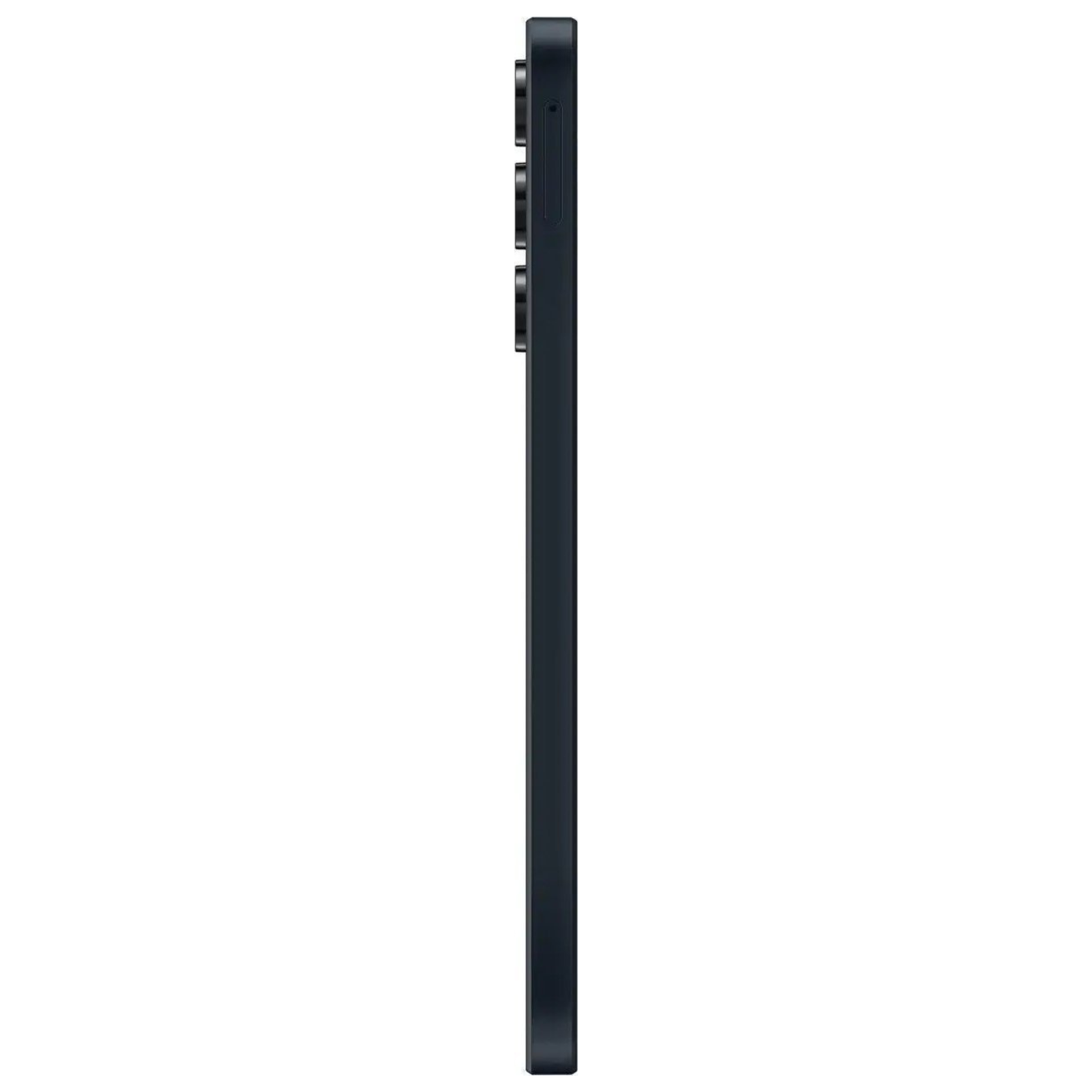 Side view of a black smartphone on a white background