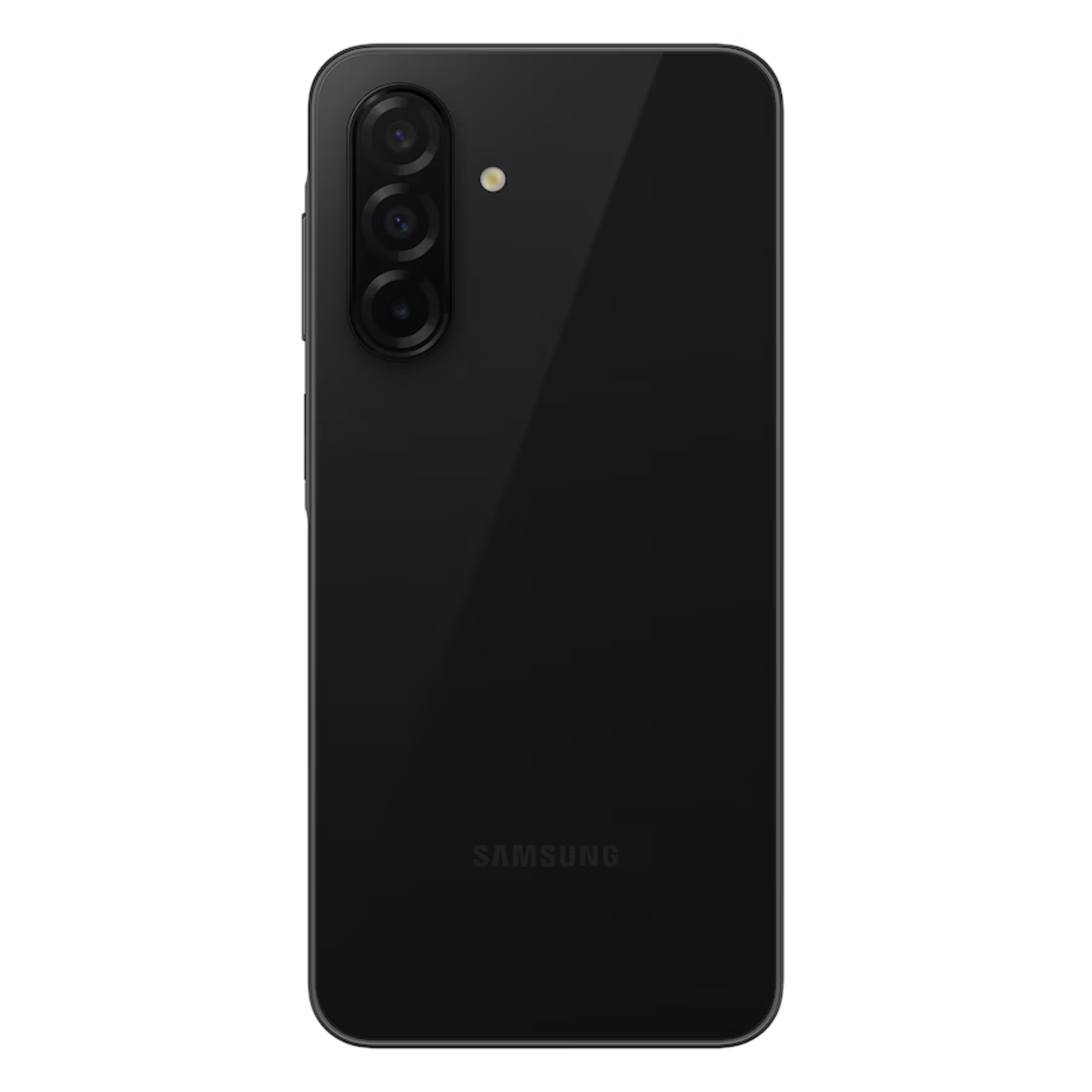 Black Samsung smartphone on a white background