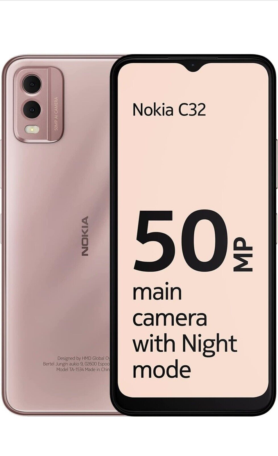 Nokia C32 - 64GB - Beach Pink Unlocked Dual SIM Mobile Smart Phone ( OPENED BOX )