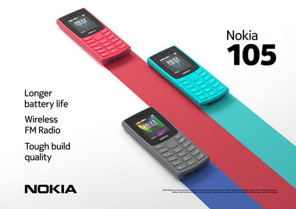 NOKIA Dual Sim Feature Phone 105 Cyan Unlocked ( OPENED BOX )