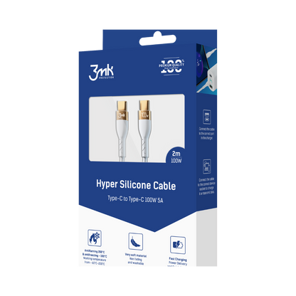 3mk - Hyper Cable - 2M Type-C to Type-C Data Cable (100W) (White)