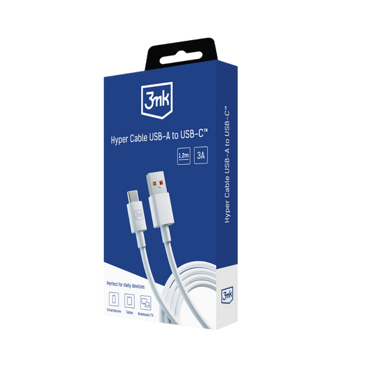 3mk - Hyper Cable - USB-A to USB-C Cable (1.2M) (White)