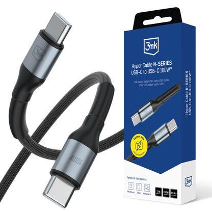 3mk Hyper Cable N-SERIES USB-C to USB-C 100W 1m Black