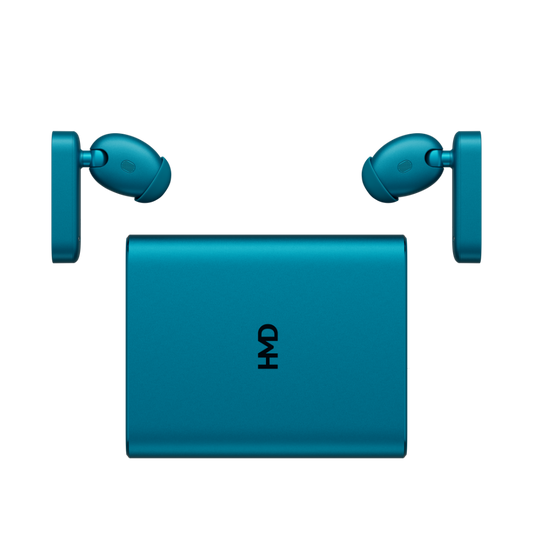 Image of HMD Amped Buds Cyan – premium wireless earbuds featuring advanced noise cancellation, a secure ergonomic design, and rich, immersive sound quality for a reliable audio experience.