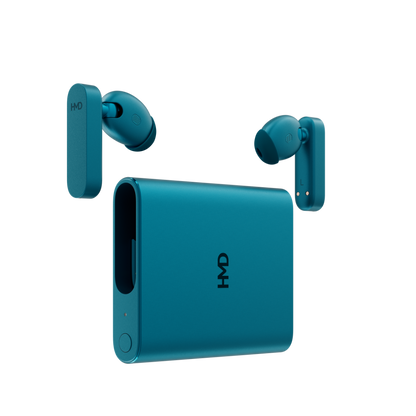 Image of HMD Amped Buds Cyan – premium wireless earbuds featuring advanced noise cancellation, a secure ergonomic design, and rich, immersive sound quality for a reliable audio experience.