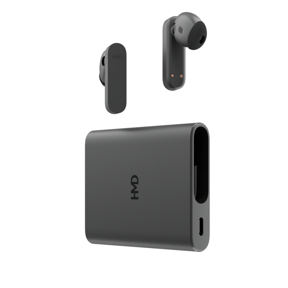 Image of HMD Amped Buds Black – premium wireless earbuds featuring advanced noise cancellation, a secure ergonomic design, and rich, immersive sound quality for a reliable audio experience.