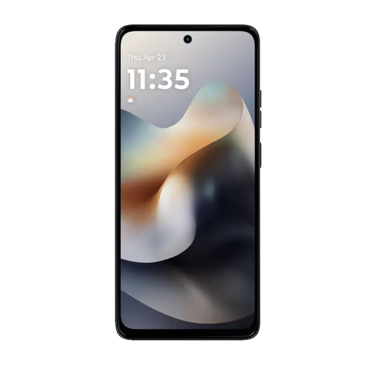 Smartphone with a colorful display on a white background