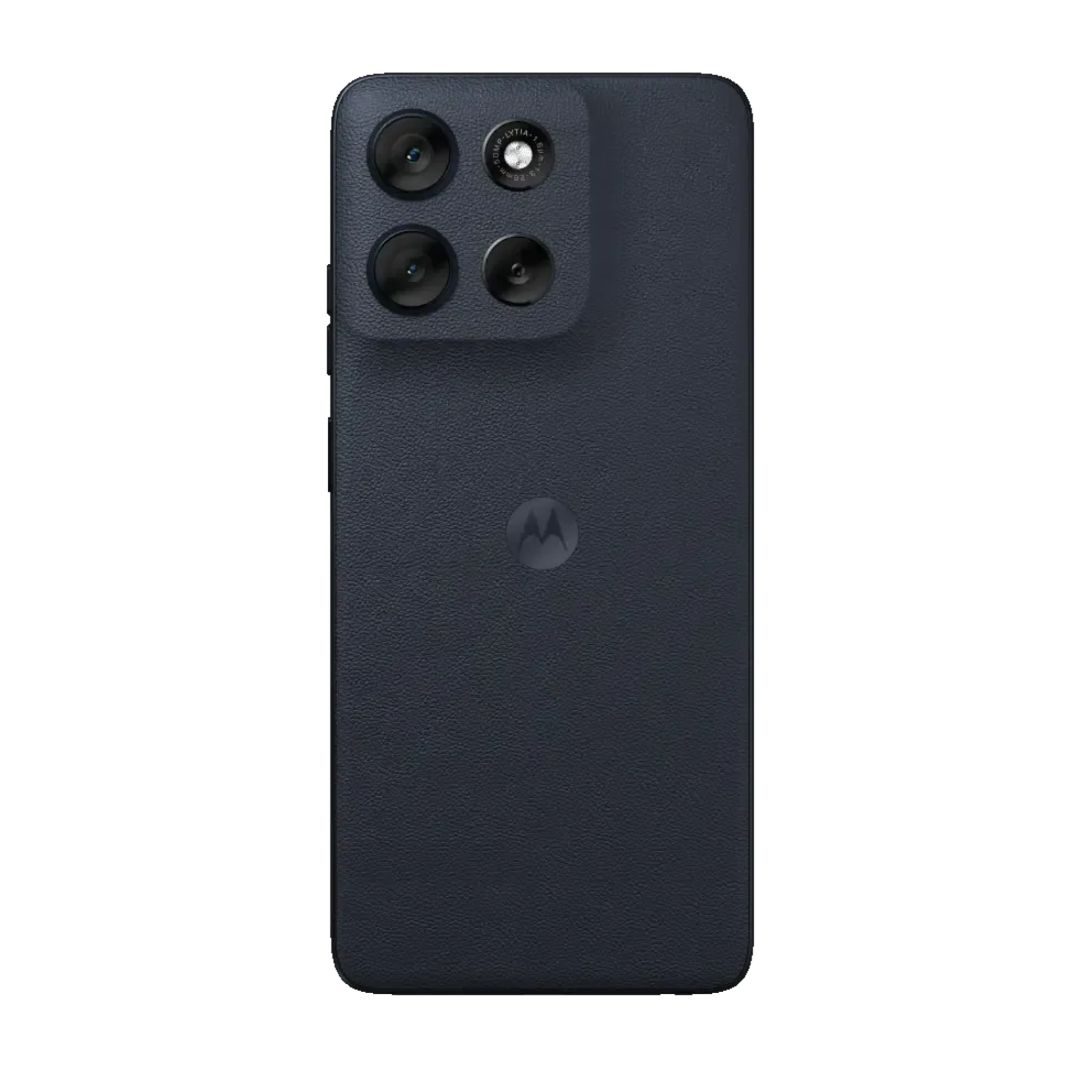 Black smartphone with Motorola logo on a white background
