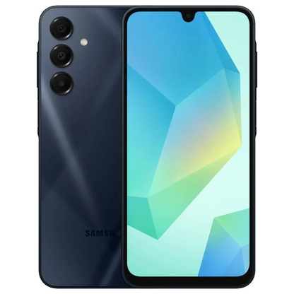 Samsung smartphone showing front and back on a white background