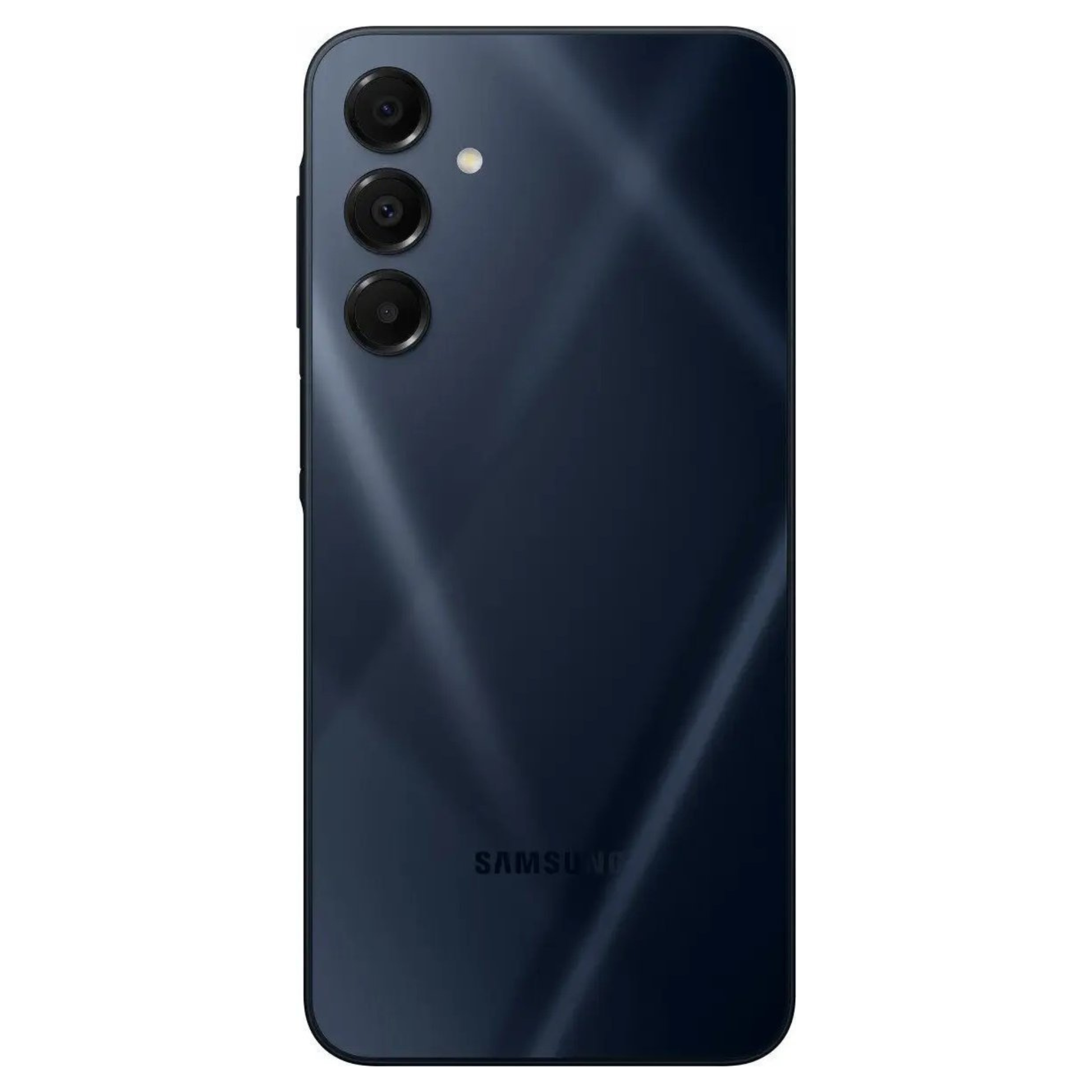Samsung smartphone with a dark blue gradient on a white background