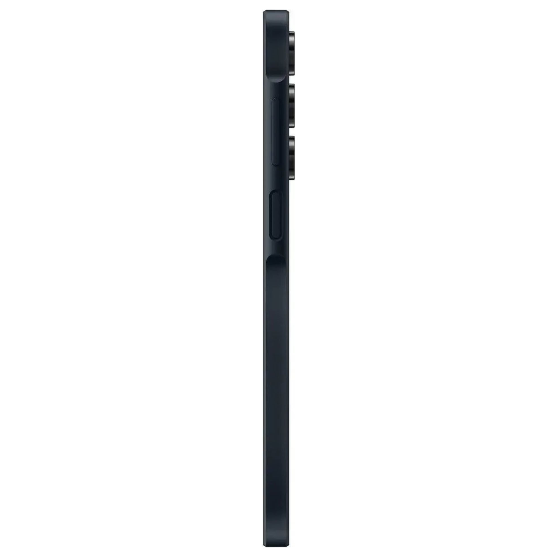 Side view of a black smartphone on a white background