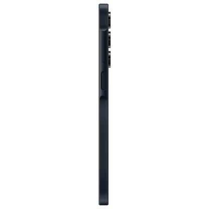 Side view of a black smartphone on a white background