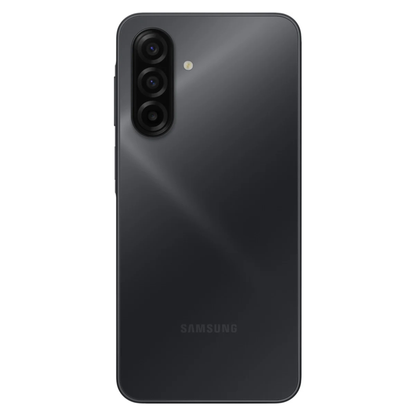 Black Samsung smartphone on a white background