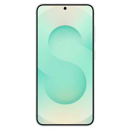 Smartphone with a gradient green and blue screen on a white background