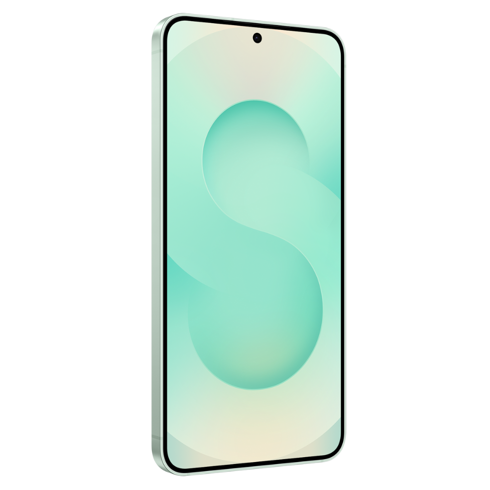 Smartphone with a green gradient display on a white background