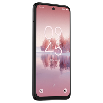 Smartphone with a scenic display on a white background