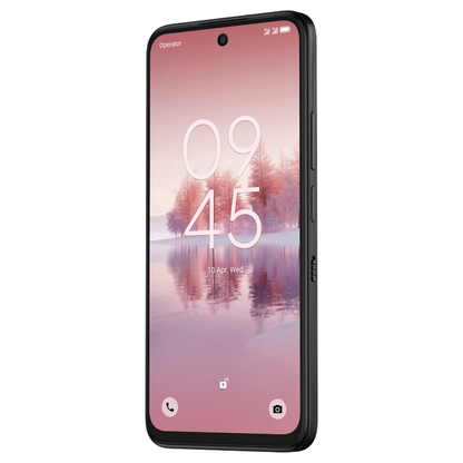 Smartphone with a scenic display on a white background