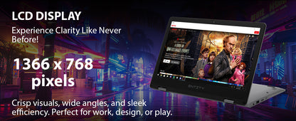 Entity Book 11.6 Targa 2 in 1 Convertible Laptop and Touchscreen Tablet Intel Celeron N4040 128GB Black