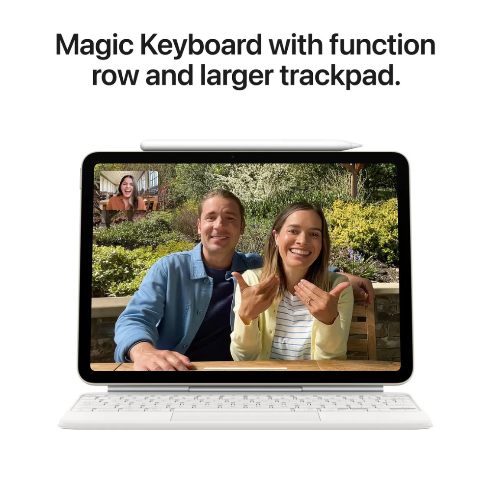 Apple iPad Air 11inch M3 128GB WiFi + Cellular 2025 Starlight compatible with the Magic Keyboard with function row and larger trackpad.