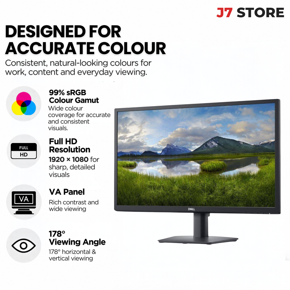 Dell E2423HN 23.8" FHD VA Monitor HDMI VGA Black
