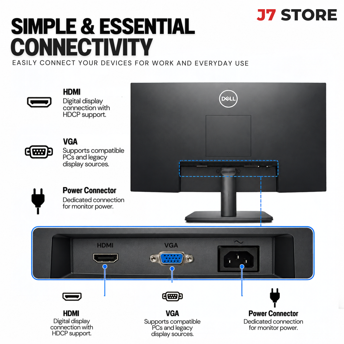 Dell E2423HN 23.8" FHD VA Monitor HDMI VGA Black