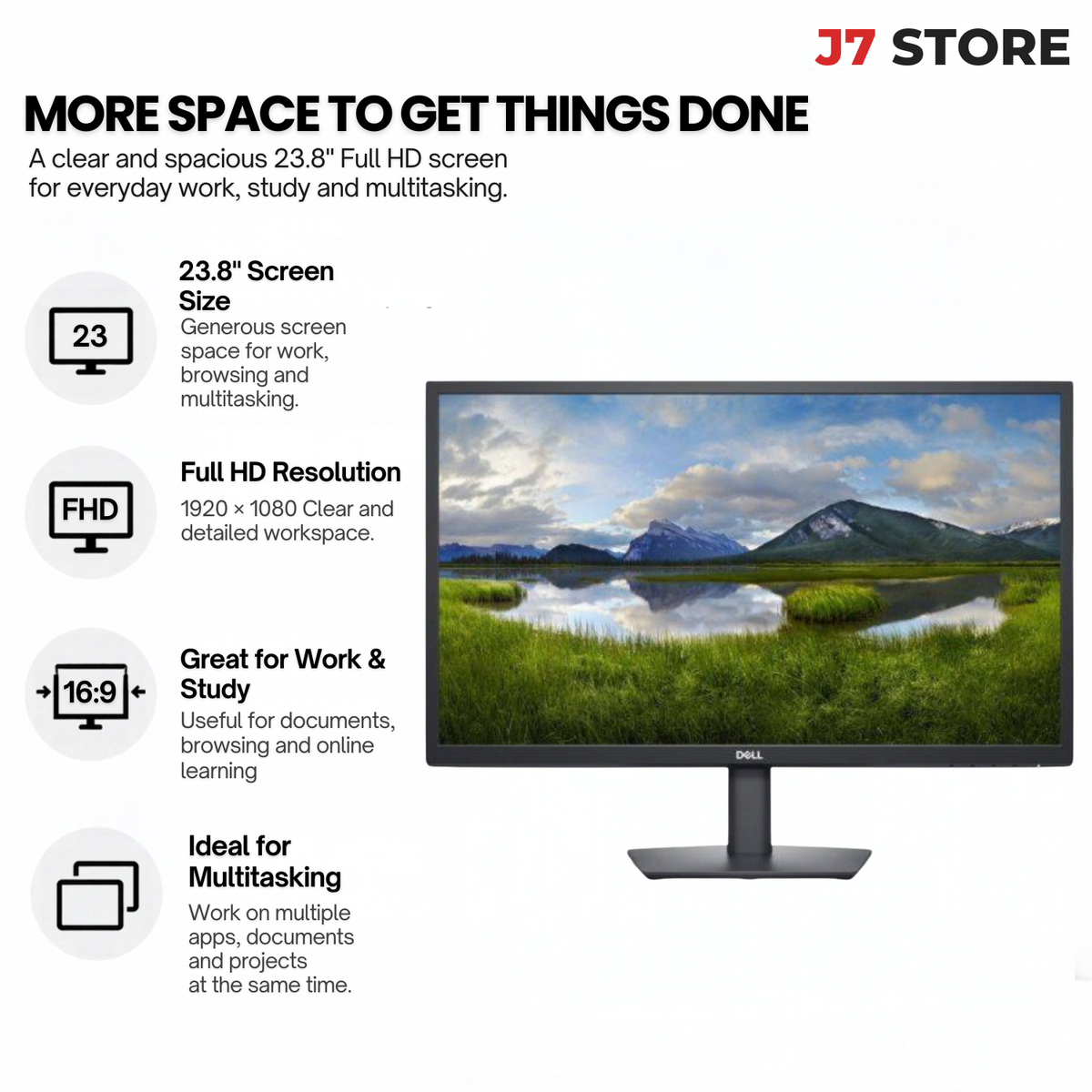 Dell E2423HN 23.8" FHD VA Monitor HDMI VGA Black