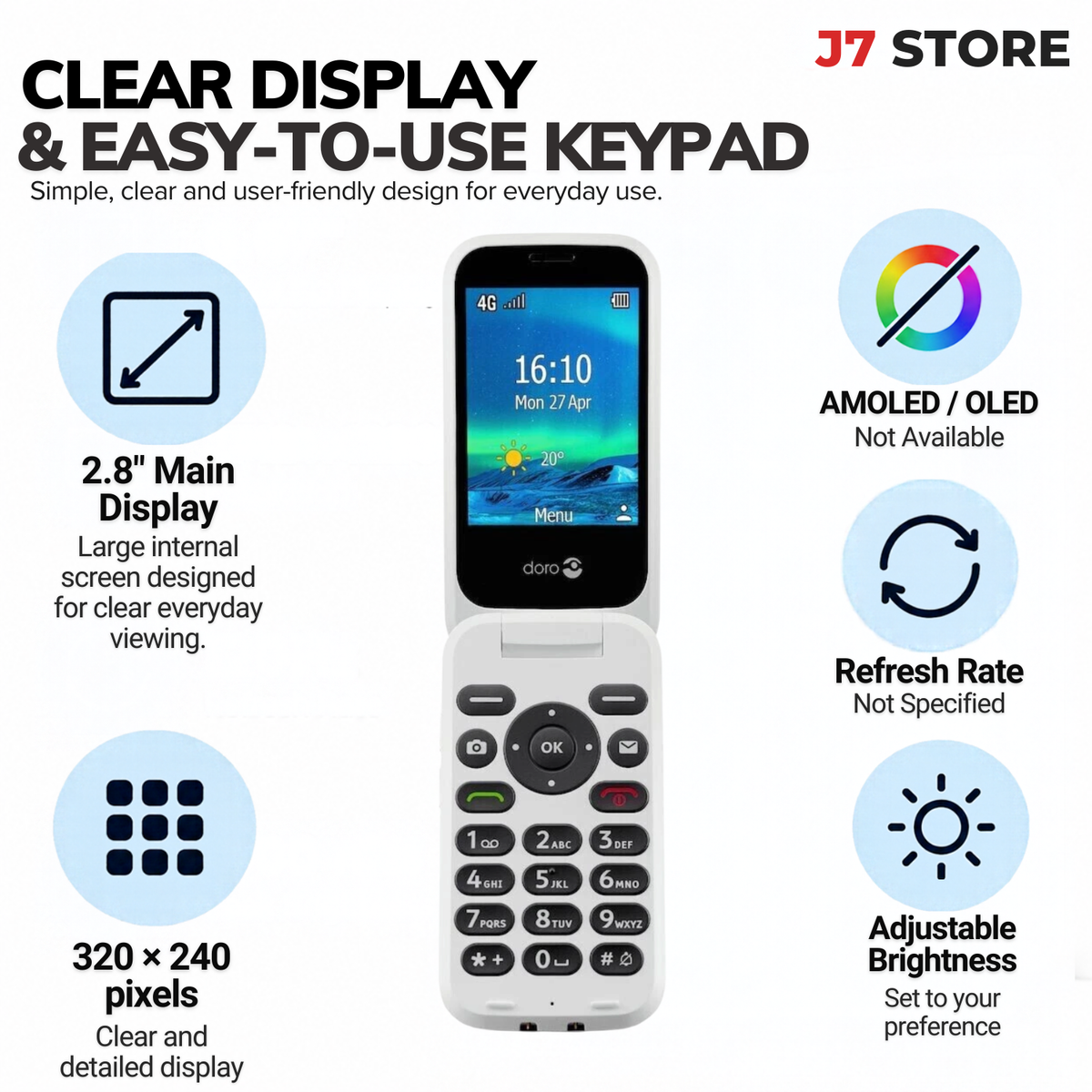 Doro 6880 4g Single Sim Basic Phone With Large  Buttons Black
