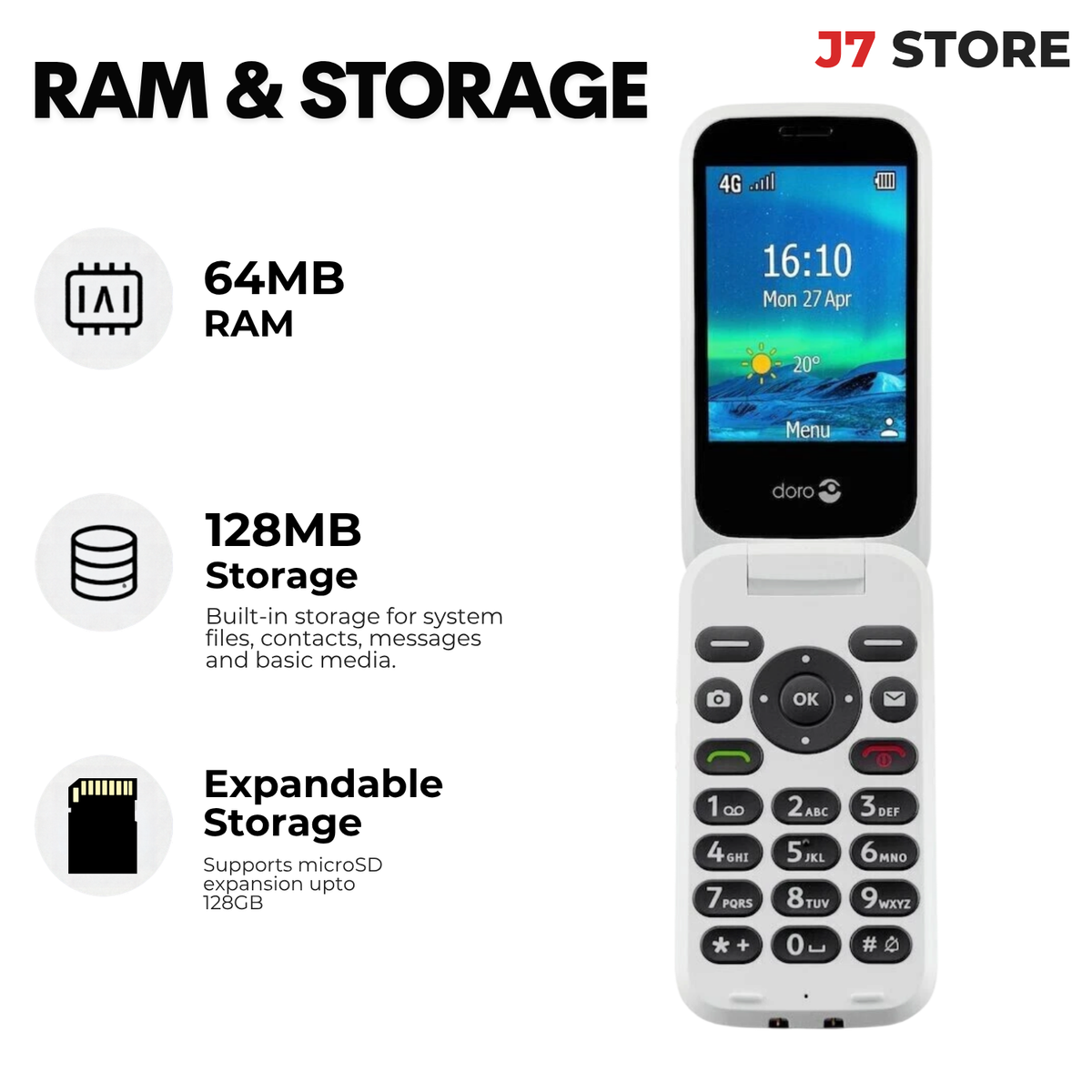 Doro 6880 4g Single Sim Basic Phone With Large  Buttons Black