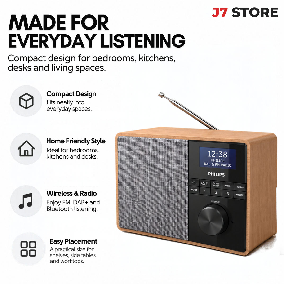Philips TAR5505/10 FM DAB+ Bluetooth Digital Radio Portable