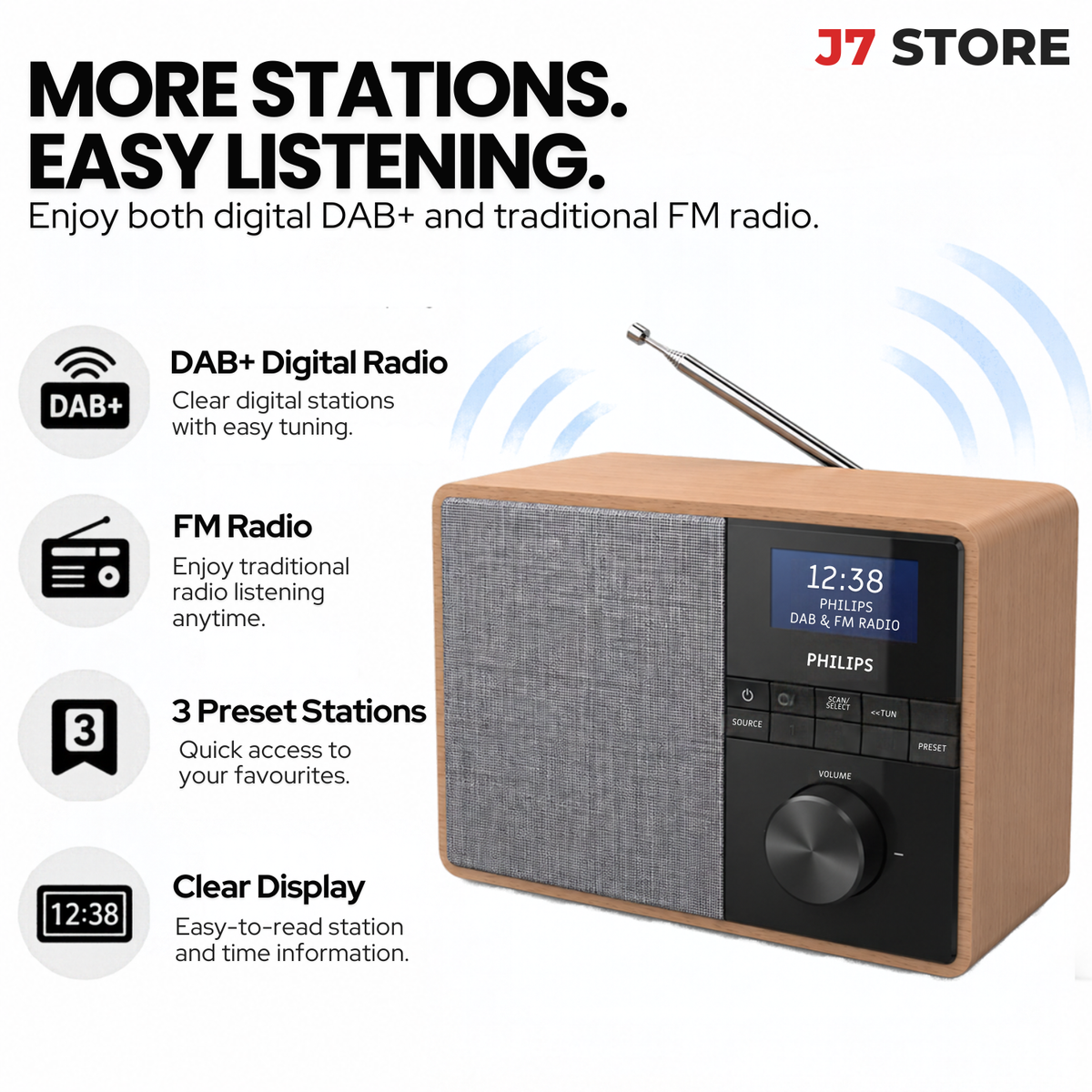 Philips TAR5505/10 FM DAB+ Bluetooth Digital Radio Portable