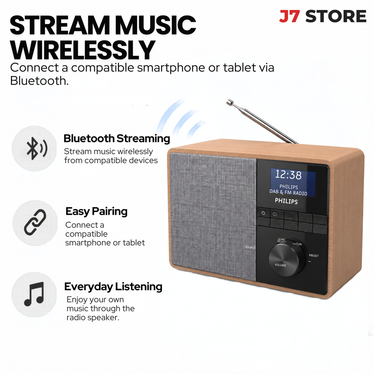 Philips TAR5505/10 FM DAB+ Bluetooth Digital Radio Portable