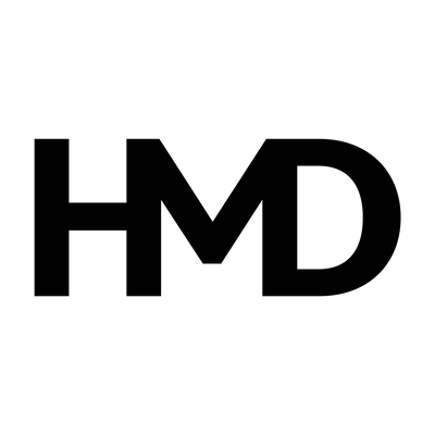 Black 'HMD' logo on a white background