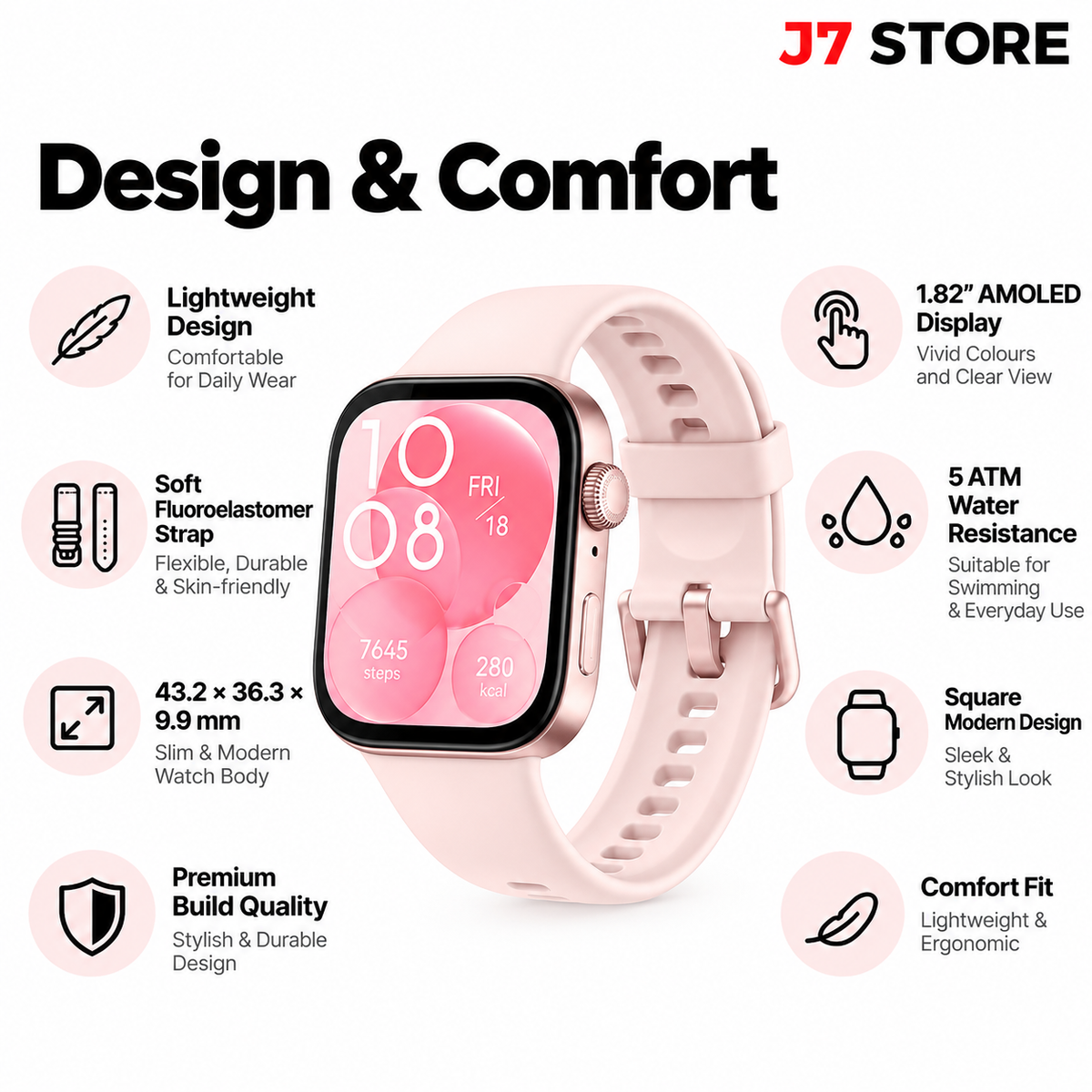 Huawei Watch Fit 3 Smartwatch Pink 41mm