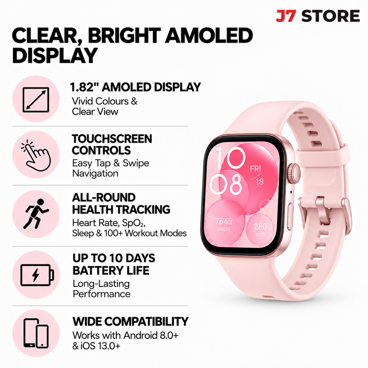 Huawei Watch Fit 3 Smartwatch Pink 41mm