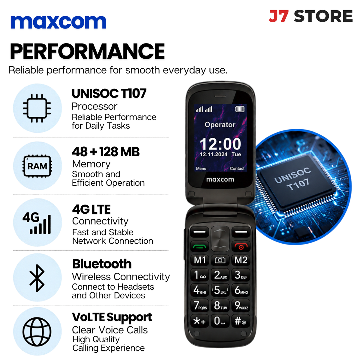 Maxcom MM834 4G Flip Phone 128MB