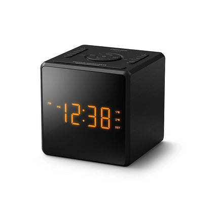 Philips TAR4500 Black Dual Alarm FM Clock Radio USB-C Charging Port