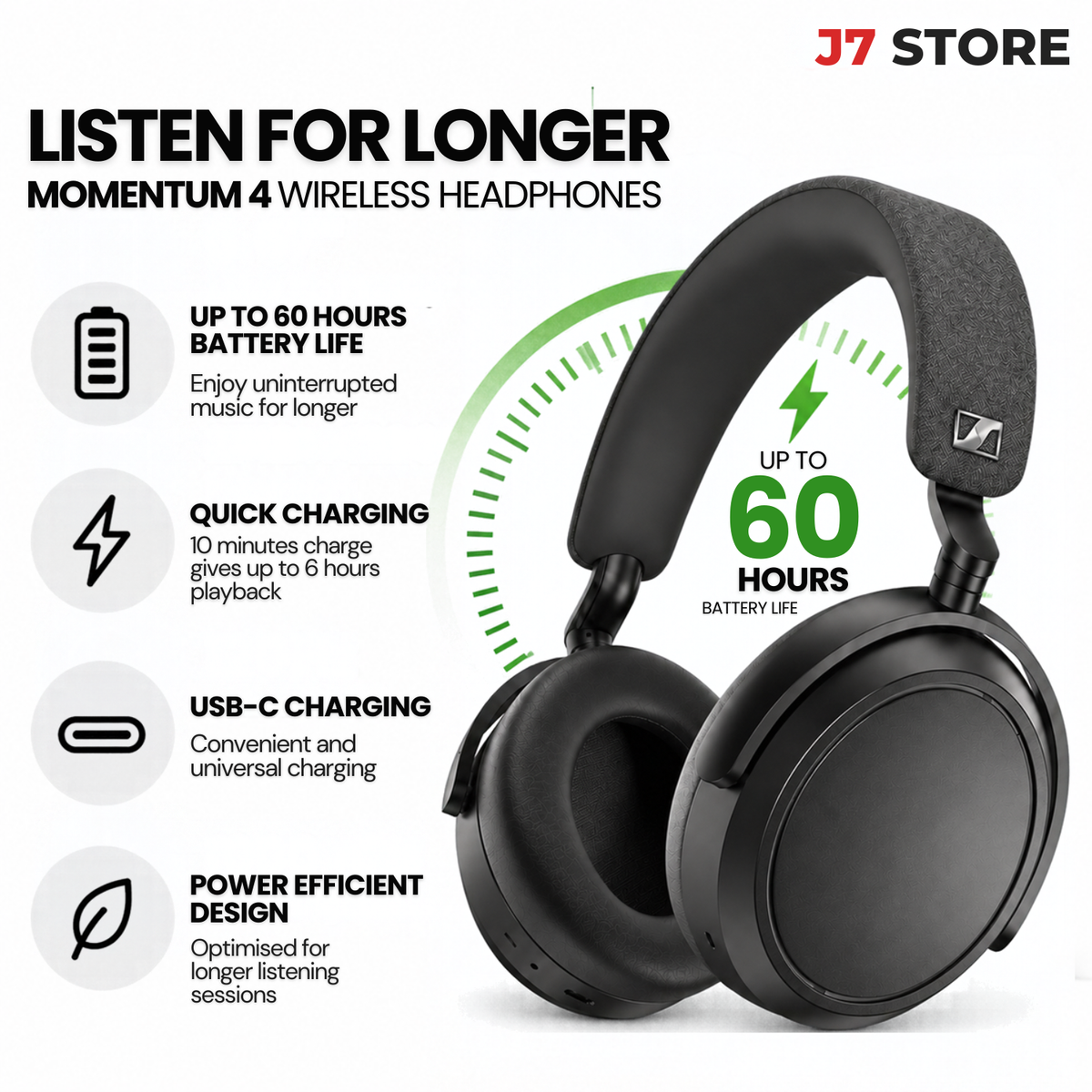 Sennheiser Momentum Wireless 4 headphones Black