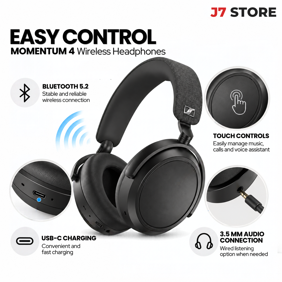 Sennheiser Momentum Wireless 4 headphones Black