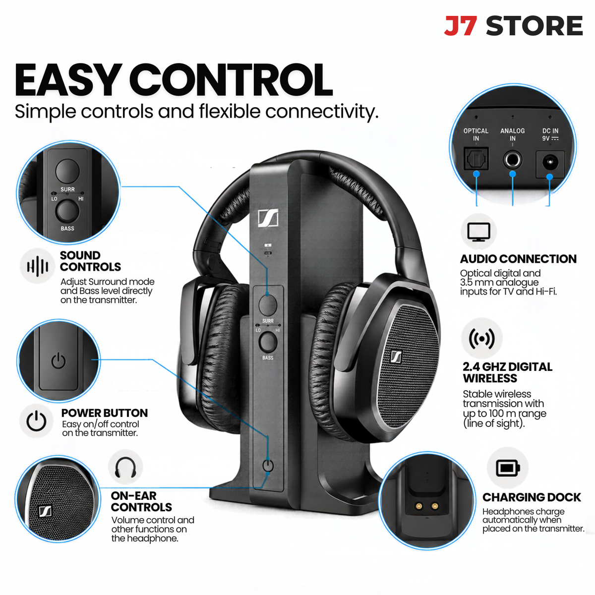 Sennheiser RS175 Digital TV Wireless Headphones Black