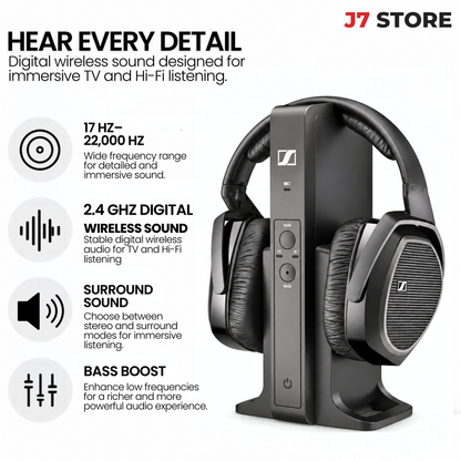 Sennheiser RS175 Digital TV Wireless Headphones Black