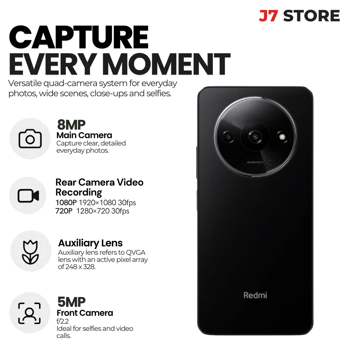 Xiaomi Redmi A3 4G Android Smartphone  Black 64gb