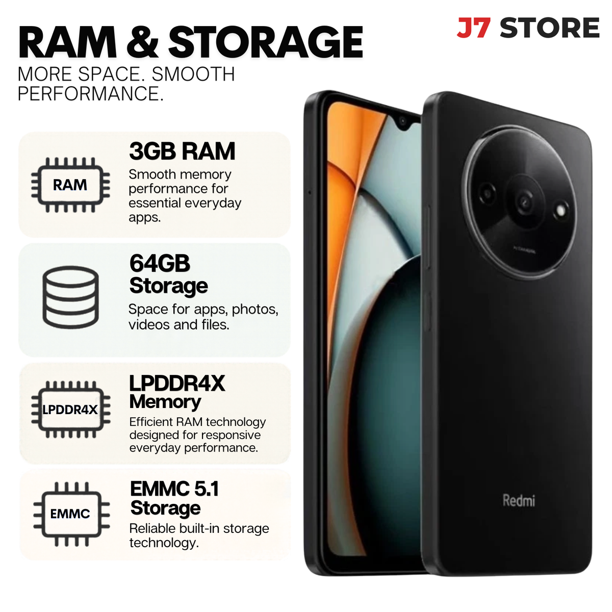 Xiaomi Redmi A3 4G Android Smartphone  Black 64gb